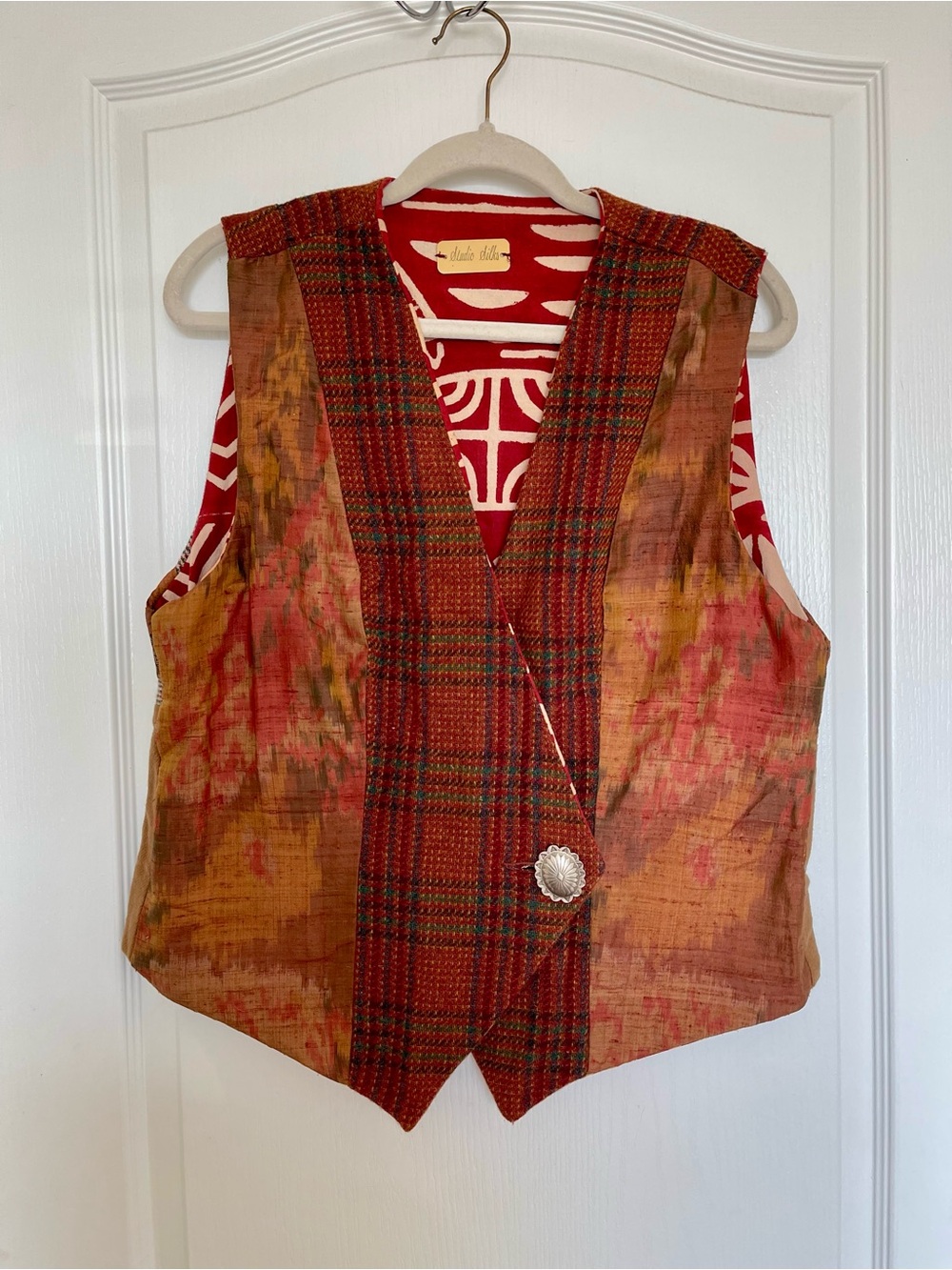 Custom Handmade Boho Patchwork Silk Wool Vest by Studio Silks